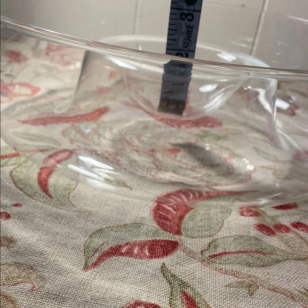 Princess House Heritage Clear Glass Etched Floral Serving Chip & Dip Large Bowl